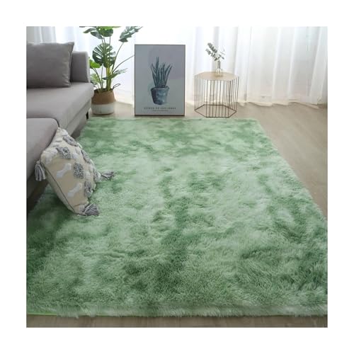 Fluffy Shaggy Rug Carpet Area for Kids Room Living Soft Furry Floor Modern Decor FüR Schlafzimmer(Lignt Green,60X120cm) von MAQDDO