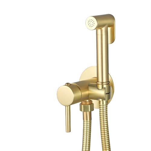 Hand-WC-Bidet-Sprayer-Set, Bidet-Wasserhahn, Heiß- und Kaltwassermischer, Toilettenhahn, Duschkopf FüR Dusche(Brsss-Brush Gold) von MAQDDO