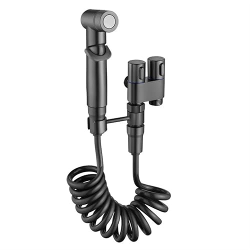 Handheld Bidet Sprayer Aufsatz for Wc Doppel Outlet Ventil Toliet Begleiter Küche Bad Wasserhahn Heimgebrauch Reinigung FüR Dusche(Dark Grey) von MAQDDO
