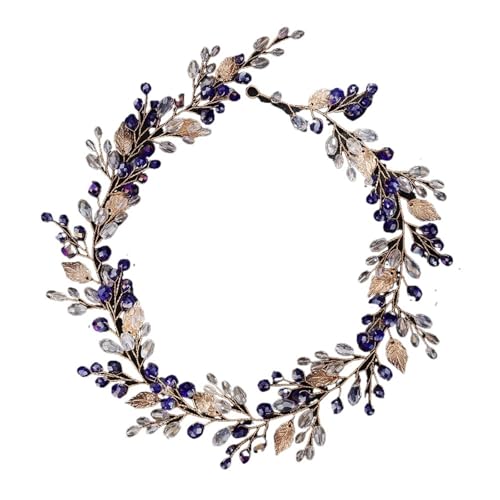 Legierung Braut Kopfschmuck Kristall Perle Blume Stirnband Kopfbedeckung Hochzeit Party Prom FüR Hochzeiten(Blue) von MAQDDO