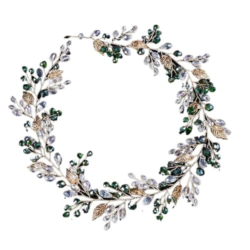 Legierung Braut Kopfschmuck Kristall Perle Blume Stirnband Kopfbedeckung Hochzeit Party Prom FüR Hochzeiten(Green) von MAQDDO