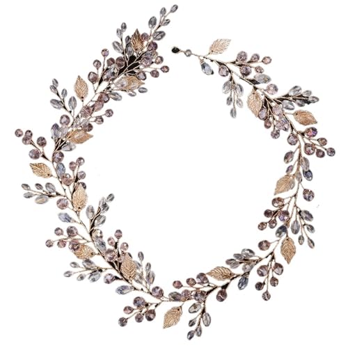 Legierung Braut Kopfschmuck Kristall Perle Blume Stirnband Kopfbedeckung Hochzeit Party Prom FüR Hochzeiten(Pink) von MAQDDO