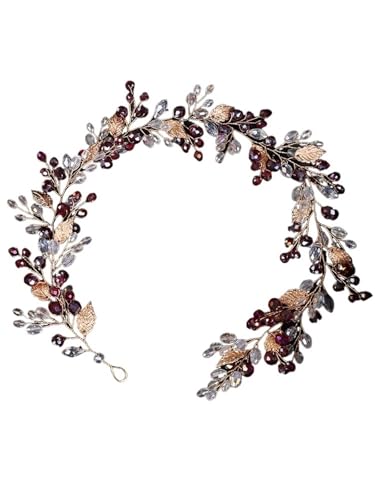 Legierung Braut Kopfschmuck Kristall Perle Blume Stirnband Kopfbedeckung Hochzeit Party Prom FüR Hochzeiten(Red) von MAQDDO
