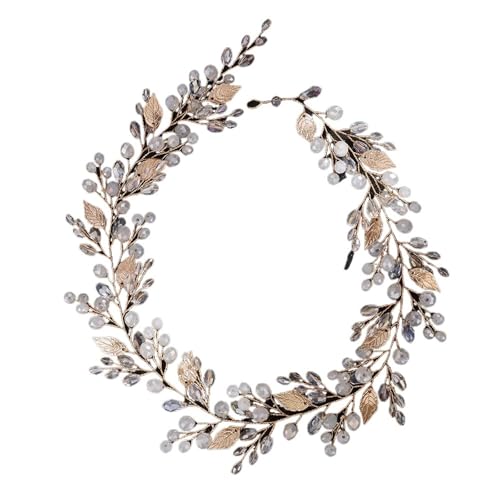 Legierung Braut Kopfschmuck Kristall Perle Blume Stirnband Kopfbedeckung Hochzeit Party Prom FüR Hochzeiten(WHITE) von MAQDDO