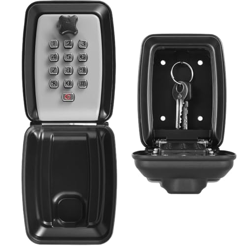 MAQDDO 1/2 Stück Tragbarer Schlüsselkasten, Schlüsselhalter, sicherer, aufhängbarer Sicherheits-Kombinationsschlosskasten for drinnen, draußen, Garage, Garten, Geschäft FüR BüRos(Black-2Pcs) von MAQDDO