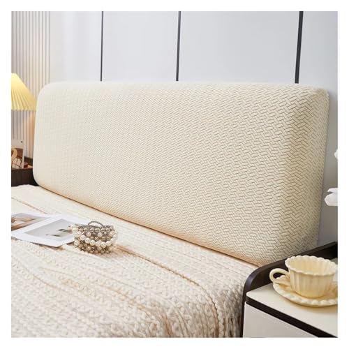 MAQDDO All-Inclusive Jacquard Bettkopfteilbezug Einfarbiger elastischer Bettrückenlehnenbezug Schlafzimmer FüR Schlafzimmer(Beige,220 cm) von MAQDDO