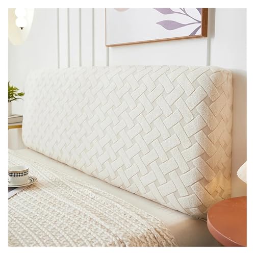 MAQDDO Einfarbige Stretch-Spandex-Bettkopfteilbezüge for Schlafzimmer und Zuhause, Jacquard-Bettkopfteilbezug, All-Inclusive-Kopfteilbezüge FüR Schlafzimmer(Beige,W200 x H50-60cm) von MAQDDO