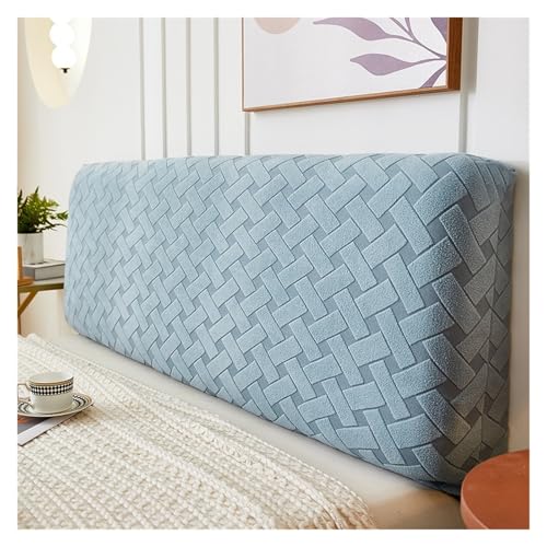 MAQDDO Einfarbige Stretch-Spandex-Bettkopfteilbezüge for Schlafzimmer und Zuhause, Jacquard-Bettkopfteilbezug, All-Inclusive-Kopfteilbezüge FüR Schlafzimmer(Light Blue,W120 x H50-60cm) von MAQDDO