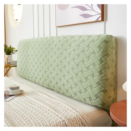 MAQDDO Einfarbige Stretch-Spandex-Bettkopfteilbezüge for Schlafzimmer und Zuhause, Jacquard-Bettkopfteilbezug, All-Inclusive-Kopfteilbezüge FüR Schlafzimmer(Light Green,W200 x H50-60cm) von MAQDDO