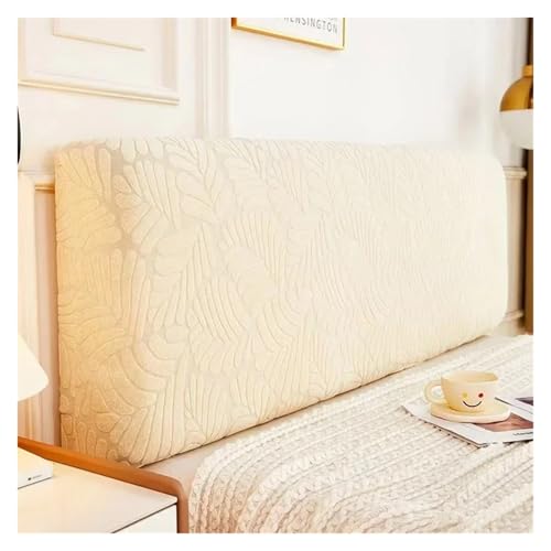 MAQDDO Elastische Verdicken All-Inclusive Bett Kopf Abdeckung Plain Kopfteil Hause Lange Zurück Dekoration Cabecero FüR Schlafzimmer(Beige,150cm) von MAQDDO