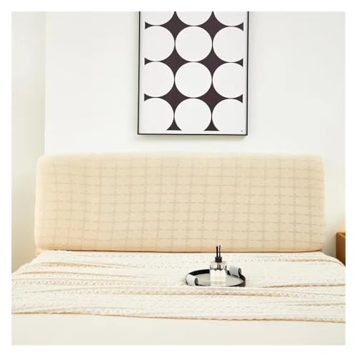 MAQDDO Kopfteilbezug, gestrickt, elastisch, Jacquard, Nachttischbezug for Bett im Schlafzimmer, leicht zu reinigender FüR Schlafzimmer(Beige,180cm) von MAQDDO