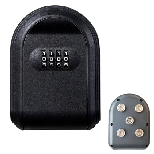 MAQDDO Magnetischer Schlüsselhalter mit Schloss, Magnetschlüssel-Schließfach, versteckt unter dem Auto, sichere 4-stellige Kombination mit zurücksetzbarem Code FüR BüRos(Black) von MAQDDO