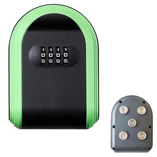MAQDDO Magnetischer Schlüsselhalter mit Schloss, Magnetschlüssel-Schließfach, versteckt unter dem Auto, sichere 4-stellige Kombination mit zurücksetzbarem Code FüR BüRos(Green) von MAQDDO