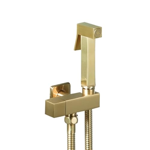 Messing Bidet Armaturen Hand Sprayer Set for Toilette Badezimmer Shattaf Hygienische Dusche FüR Dusche(1.50m Brushed Gold) von MAQDDO