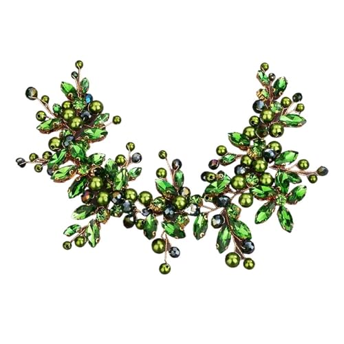 Perlen Braut Stirnband Kristall Kopfschmuck Hochzeit Haarschmuck Handgefertigter Party Prom FüR Hochzeiten(Green) von MAQDDO