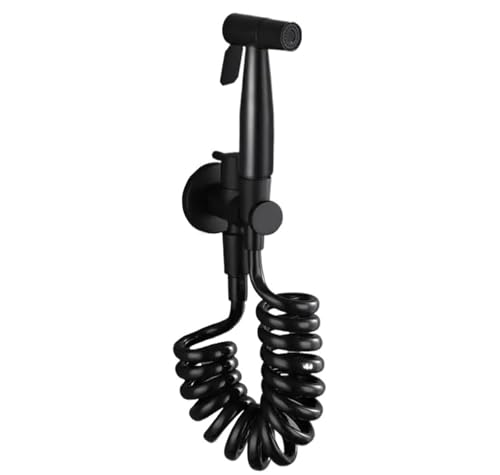 Tragbare Handheld Wc Wasserhahn Spray Badezimmer Bidet Messing Sprayer Winkel Haushalt Reinigung Bad Zubehör FüR Dusche(Black) von MAQDDO