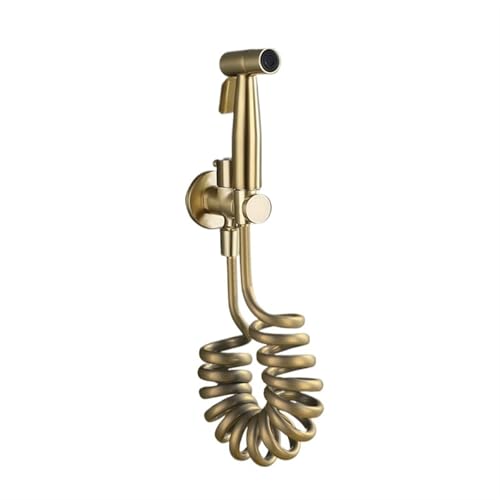 Tragbare Handheld Wc Wasserhahn Spray Badezimmer Bidet Messing Sprayer Winkel Haushalt Reinigung Bad Zubehör FüR Dusche(Gold) von MAQDDO