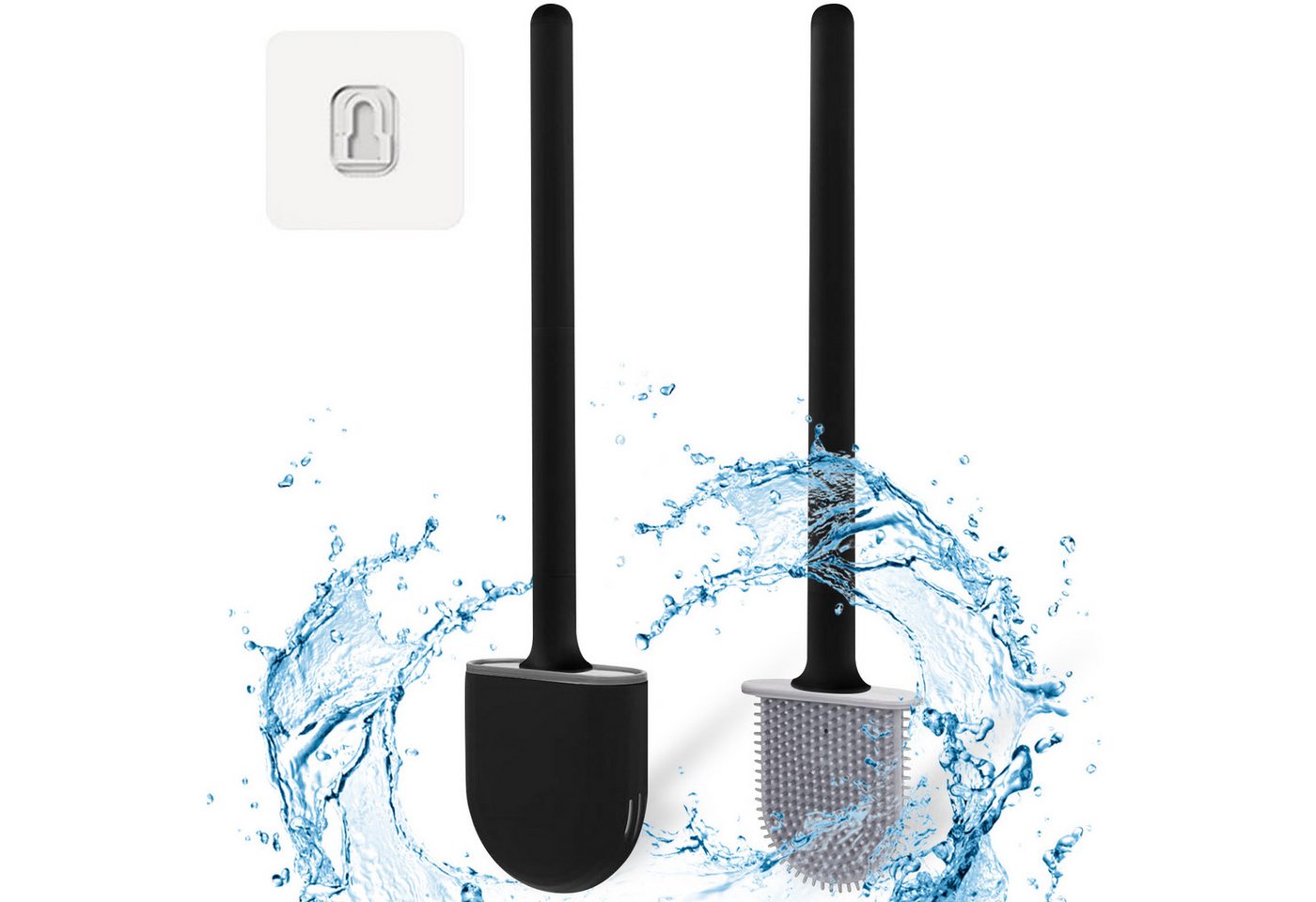 MAQETARA Products WC-Reinigungsbürste Premium Silikon Klobürste für Badezimmer, Bad, WC, Toilette, Reinigung, (Packung), Schnell Trocknende WC Bürste mit Wandbefestigung zum Kleben von MAQETARA Products