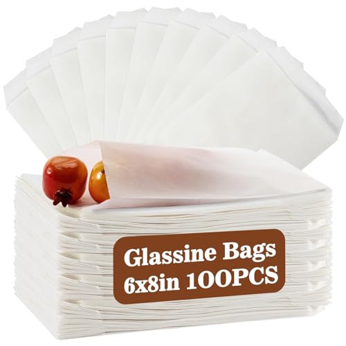MAQIHAN 100 Stück Butterbrottüten Weiß - 15 x 20 cm Frühstückstüten Papier Samentütchen Brottüten Papier PergamintüTen Halbtransparente KekstüTen Bonbon SüßIgkeiten TüTen PläTzchentüTen von MAQIHAN