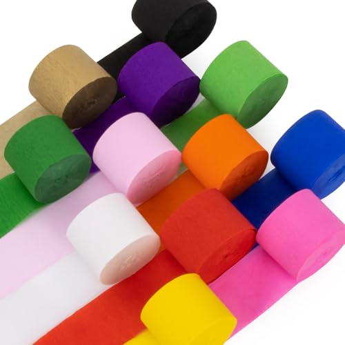 MAQIHAN Party Krepppapier Bunt - 12 Rollen 300m Crepe Papier Bunte Bänder Karneval Ostern Maifest Oktoberfest Martinstag Weihnachten Silvester Luftschlangen Geburtstag Hochzeit Babyparty Party Deko von MAQIHAN