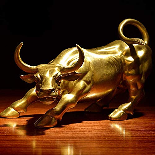 MAQRLT Feng Shui Fortune Messing Figure Bull Statue Skulptur Hausdekoration Golden Kupfer Bull Stier vertritt Glück, Karriere und Reichtum von MAQRLT