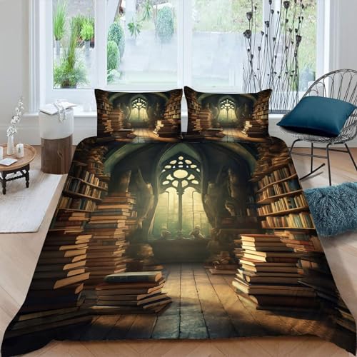 MAQUE Bibliothek BettwäSche Set Sammlung von Büchern BettwäSche 135x200, WendebettwäSche und Kissenbezug 80x80, Weiche & Angenehme & Atmungsaktive Mikrofaser BettwäSche-Sets mit ReißVerschluss MAQUE Bibliothek BettwäSche Set Sammlung von Büchern BettwäSche 135x200, WendebettwäSche und Kissenbezug 80x80, Weiche & Angenehme & Atmungsaktive Mikrofaser BettwäSche-Sets mit ReißVerschluss von MAQUE