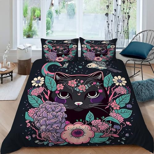MAQUE Bunt BettwäSche Set Katze Microfaser Allergiker BettwäSche 155x220 mit ReißVerschluss, Bettbezug 155x220 und 2 Kissenbezug 80x80, Teenager MAQUE Bunt BettwäSche Set Katze Microfaser Allergiker BettwäSche 155x220 mit ReißVerschluss, Bettbezug 155x220 und 2 Kissenbezug 80x80, Teenager von MAQUE