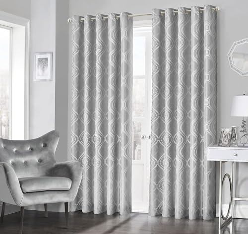 MAQUE Gardinen Grau Vorhänge Mode Verdunklungsvorhänge Schiebe Schallschutz Polyester Vorhang mit Ösen für Schlafzimmer Wohnzimmer H220 x B140 cm 2er Set von MAQUE
