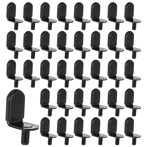 100 Stück Regalstützklammern Schrankregalstifte L-förmige Stifte Stil Metall verstellbare Regalheringe mit Gummihülle für Holzregale Schrank Bücherregal (5 mm) von MAQUITA