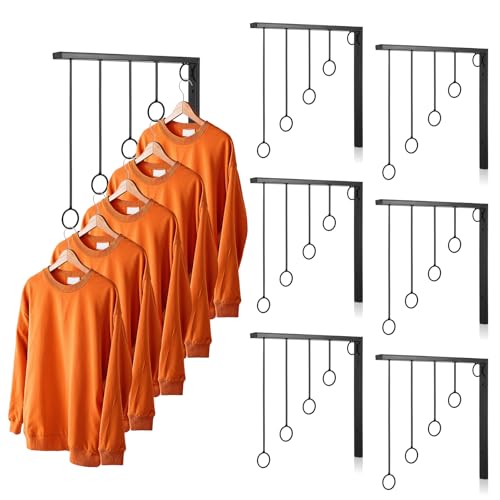 MAQUITA 6 Stück Kleiderständer Einzelhandel Kleiderständer Boutique Display Regale Wandmontage Metall Schwarz Kleiderbügel mit 5 Aufhängeringen für Boutique-Laden-Schrank, Einzelhandel, Kleidung MAQUITA 6 Stück Kleiderständer Einzelhandel Kleiderständer Boutique Display Regale Wandmontage Metall Schwarz Kleiderbügel mit 5 Aufhängeringen für Boutique-Laden-Schrank, Einzelhandel, Kleidung von MAQUITA