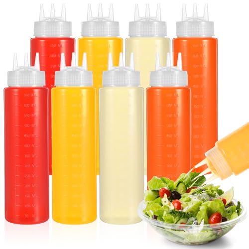 MAQUITA Spritzflaschen aus Kunststoff, 3 Löcher, 652 ml, für Sirup, Ketchup, Dressing, Öl, Honig, 8 Stück MAQUITA Spritzflaschen aus Kunststoff, 3 Löcher, 652 ml, für Sirup, Ketchup, Dressing, Öl, Honig, 8 Stück von MAQUITA
