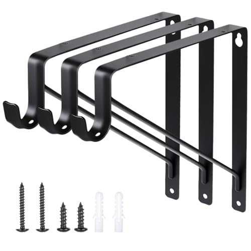 Schrank-Regalhalterung aus Metall mit Stangenhalter für Schrankregale und Heimwerker, Schwarz, 3 Stück Schrank-Regalhalterung aus Metall mit Stangenhalter für Schrankregale und Heimwerker, Schwarz, 3 Stück von MAQUITA