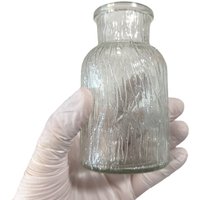 Glasgemälde Vase Glitter Silber Linien Transparent 125Ml - Moderne Glasvase Abstrakte Gemalt Von Maria Marachowska von MARACHOWSKAART