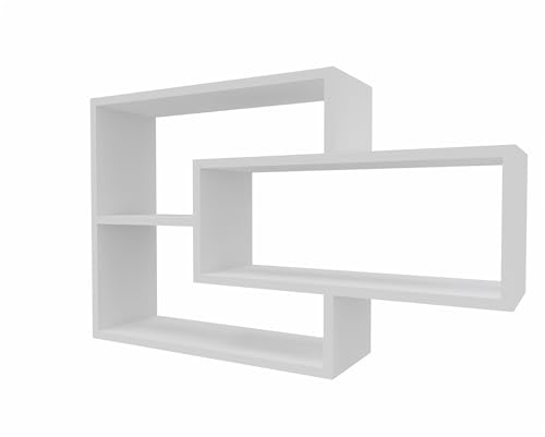 MARAND Wandregal Hängeregal - Bücherregal - Wandmontage - Modernes Design - Stauraum - 3 Ablagefächer - Stabile Konstruktion - Weiß Matt MARAND Wandregal Hängeregal - Bücherregal - Wandmontage - Modernes Design - Stauraum - 3 Ablagefächer - Stabile Konstruktion - Weiß Matt von MARAND