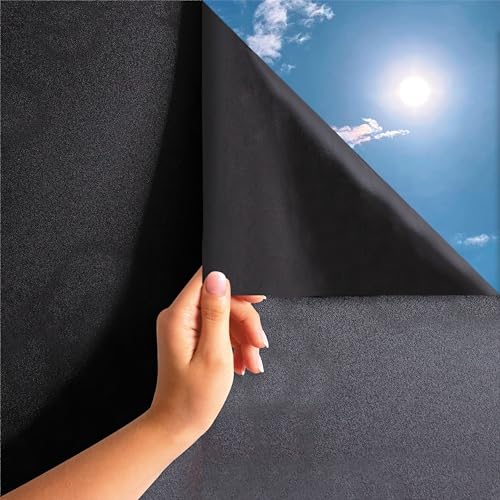 MARAPON® Fensterfolie selbsthaftend Blickdicht in schwarz [0.30x50 m] inkl. eBook mit Profitipps - Verdunkelungsfolie mit hohem Sichtschutz - Sichtschutzfolie statisch haftend ohne Lichtdurchlass von MARAPON