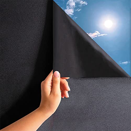 MARAPON® Fensterfolie selbsthaftend Blickdicht in schwarz [105x200 cm] inkl. eBook mit Profitipps - Verdunkelungsfolie mit hohem Sichtschutz - Sichtschutzfolie statisch haftend ohne Lichtdurchlass von MARAPON