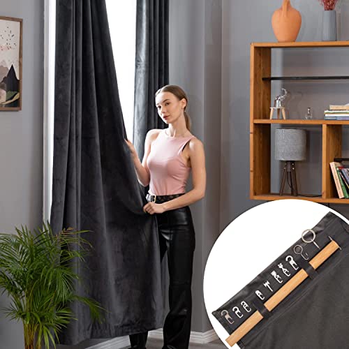 MARAPON® Gardinen aus Samt in Grau [2 Stück] | mit Multifunktionsband | Vorhänge Blickdicht | Verdunkelungsvorhänge für Hitzeschutz | Gardine Wohnzimmer | Schiebegardinen isolierend von MARAPON