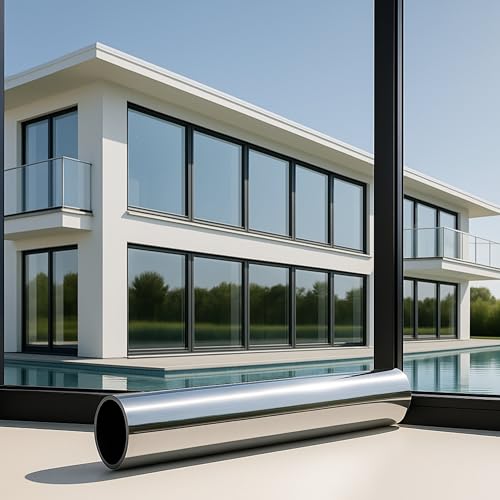 MARAPON® Sonnenschutzfolie Fensterfolie Blickdicht Innenanbringung - Spiegelfolie Fenster Sichtschutz, UV Schutz, Fensterfolie Blickdicht Von Aussen, Sonnenstrahlen Reduzierung (1.05x2 m) von MARAPON