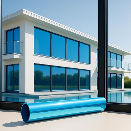 MARAPON® Sonnenschutzfolie Fensterfolie Blickdicht Innenanbringung - Spiegelfolie Fenster Sichtschutz, UV Schutz, Fensterfolie Blickdicht Von Aussen, Sonnenstrahlen Reduzierung (1.05x50 m) von MARAPON