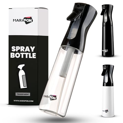MARAPON® Sprühflasche 300ml mit Zerstäuberfunktion [Transparent] | Spray Bottle für Firseure und den Haushalt | Sprühflasche für Pflanzen | 3-4 Sekunden anhaltender Sprühvorgang | Ölsprüher von MARAPON