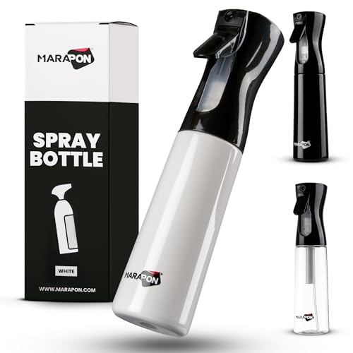 MARAPON® Sprühflasche 300ml mit Zerstäuberfunktion [Weiß] | Spray Bottle für Firseure und den Haushalt | Sprühflasche für Pflanzen | 3-4 Sekunden anhaltender Sprühvorgang | Ölsprüher von MARAPON