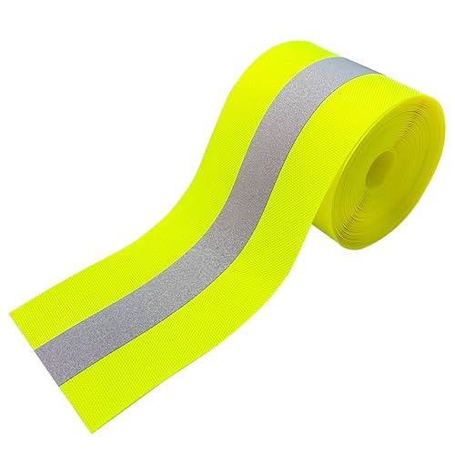 MARARDI Reflektierendes Klebeband zum Nähen - Reflektorband [5 Meter x 50 mm] [Fluoreszierendes Gelb] 100% Polyester - Reflektor Tape Hohe Sichtbarkeit - Reflexionsvermögen ≥300 von MARARDI
