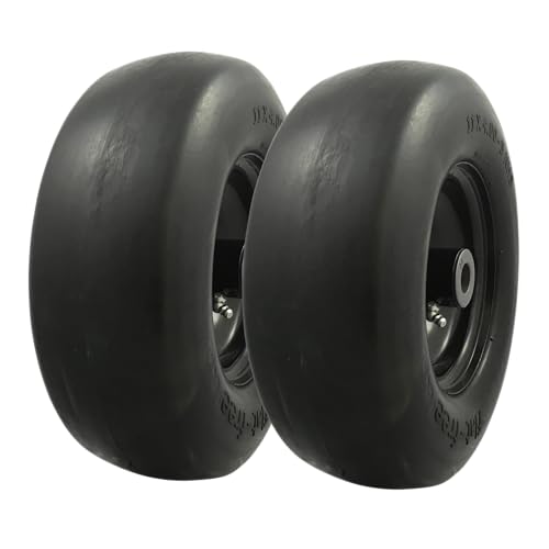 MARASTAR 00232-2pk Universal Fit Flat Free 11x4.00-5 Lawnmower Tire Assembly, Black von MARASTAR