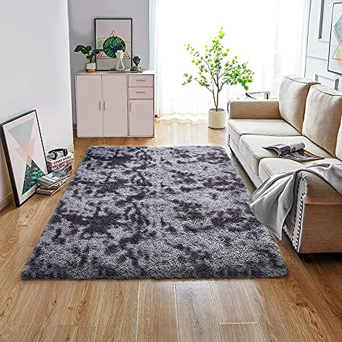 MARATIP Flauschiger Teppich für Wohnzimmer, große Größe, modernes Wohnzimmer, Mädchen, weicher und Flauschiger Teppich für das Schlafzimmer(dunkelgrau,200 x 300 cm) von MARATIP