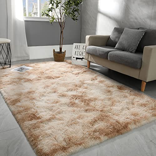 MARATIP Plüsch Teppich,Flauschiger Teppich Rund,große Größe modernes Wohnzimmer,Kinder Mädchen,weicher und Flauschiger Teppich für das Schlafzimmer/Wohnzimmer/Kinderzimmer(Khaki,160 x 230 cm) von MARATIP