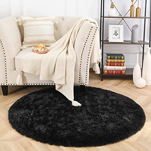 MARATIP Plüsch Teppich Rund,Flauschiger Teppich Rund, modernes Wohnzimmer, Kinder Mädchen,weicher und Flauschiger Teppich für das Schlafzimmer/Wohnzimmer/Kinderzimmer(Schwarz,Ø 100 cm Rund) MARATIP Plüsch Teppich Rund,Flauschiger Teppich Rund, modernes Wohnzimmer, Kinder Mädchen,weicher und Flauschiger Teppich für das Schlafzimmer/Wohnzimmer/Kinderzimmer(Schwarz,Ø 100 cm Rund) von MARATIP