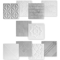 3D Wandpaneele Styropor 50x50cm Wandplatten Wandverkleidung in weiß & Betonoptik: ED-5 weiß, 1 m² / 4 Platten - Marbet Design von MARBET DESIGN