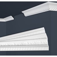 Marbet Design - Stuckleisten weiß gemustert, eps Styropor formfest, Marbet Deckenleisten Serie-B: B-01 / 32x32mm, 20 Meter / 10 Leisten von MARBET DESIGN