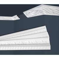 Marbet Design - Stuckleisten weiß gemustert, eps Styropor formfest, Marbet Deckenleisten Serie-B: B-14 / 55x55mm, 20 Meter / 10 Leisten von MARBET DESIGN