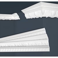 Marbet Design - Stuckleisten weiß gemustert, eps Styropor formfest, Marbet Deckenleisten Serie-B: B-34 / 70x90mm, 30 Meter / 15 Leisten von MARBET DESIGN